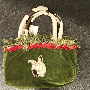 Green Velvet Bunny Tote Bag